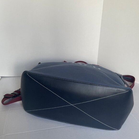 Coach Tote Bag 38 Shoulder Bag Blue Canvas Leather CJ486 Medium Zip Crossbody - Picture 9 of 12